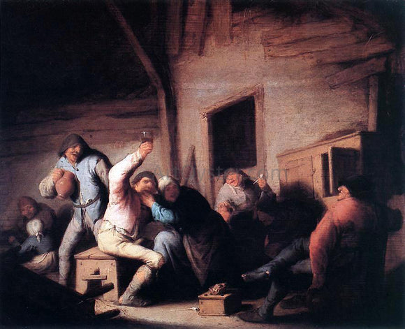  Adriaen Van Ostade Carousing Peasants in a Tavern - Art Print