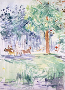  Berthe Morisot Carriage in the Bois de Boulogne - Art Print
