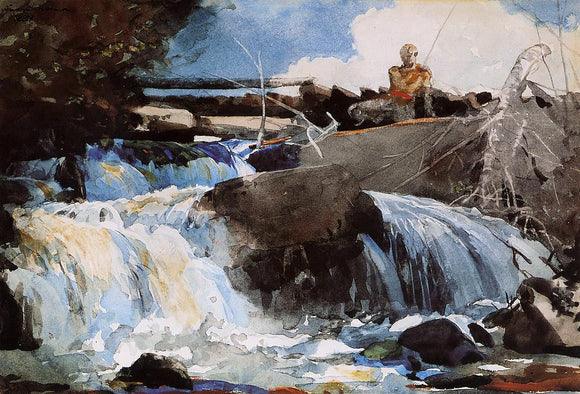  Winslow Homer Casting in the Falls - Art Print