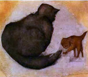  Sir Edward Burne-Jones Cat and Kitten - Art Print