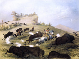  George Catlin Catlin the Artist Shooting Buffaloes with Colt's Revolving Pistol - Art Print