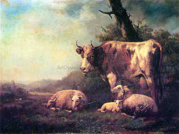  Eugene Verboeckhoven Cattle and Sheep in a Landscape - Art Print