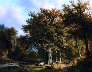  Barend Cornelis Koekkoek Cattle by a Stream - Art Print