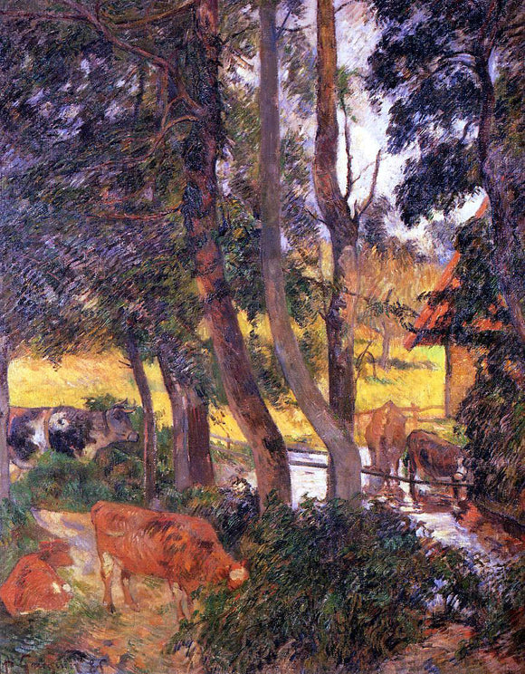  Paul Gauguin Cattle Drinking (also known as Edge of the Pond) - Art Print