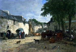  Eugene-Louis Boudin Cattle Market at Daoulas, Brittany - Art Print