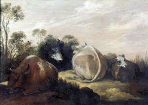  Gillis Claesz D'Hondecoeter Cattle Resting in a Dune Landscape - Art Print