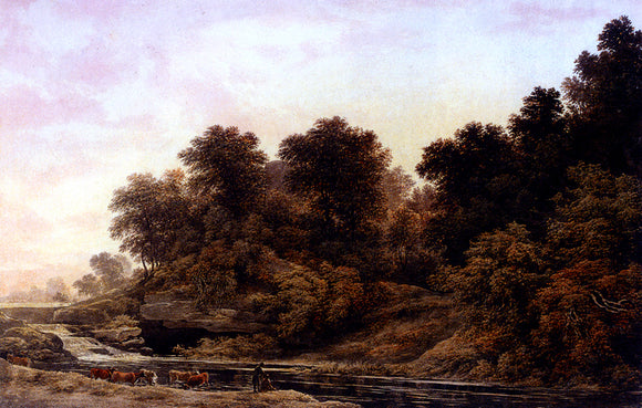 John Glover Cattle Watering At Dusk - Art Print