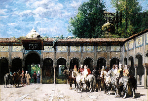  Alberto Pasini Cavalieri Circassi Che Aspettano Il Loro Capo - Art Print