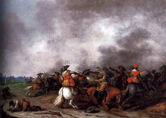  Palamedes Palamedesz Cavalry Battle - Art Print