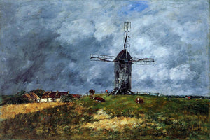  Eugene-Louis Boudin Cayeux, Windmill in the Countryside, Morning - Art Print