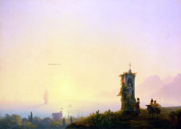  Ivan Constantinovich Aivazovsky Chapel on seashore - Art Print