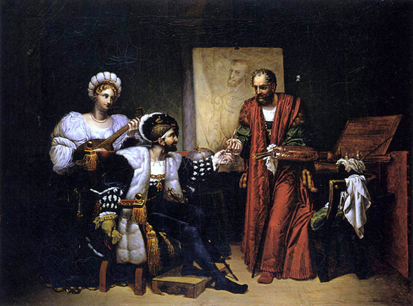  Pierre-Nolasque Bergeret Charles V Picking up Titian's Paintbrush - Art Print