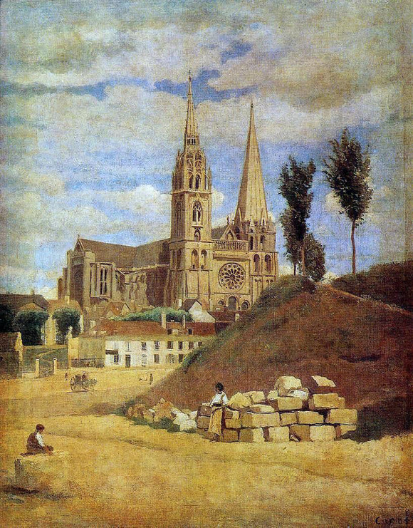  Jean-Baptiste-Camille Corot Chartres Cathedral - Art Print