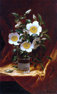  Martin Johnson Heade Cherokee Roses in a Glass - Art Print