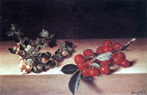  Francois Garnier Cherries and Gooseberries on a Table - Art Print