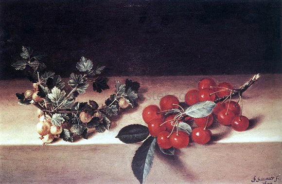  Francois Garnier Cherries and Gooseberries on a Table - Art Print