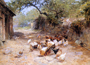  Ernst Walbourn Chickens in a Farmyard - Art Print