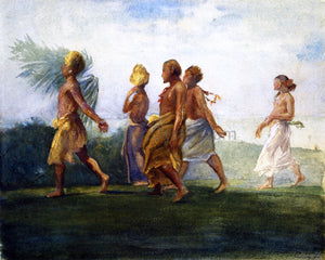  John La Farge Chiefs and Chiefesses Passing on Their Way to a Great Conference, Evening, Samoa - Art Print