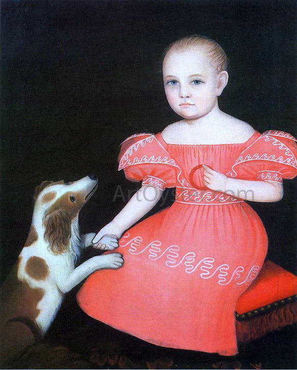  Ammi Phillips Child in Pink with Her Spaniel - Art Print