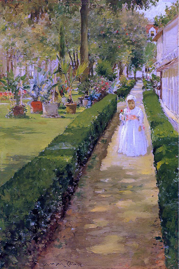  William Merritt Chase Child on a Garden Walk - Art Print