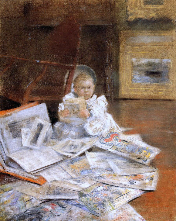  William Merritt Chase Child with Prints - Art Print