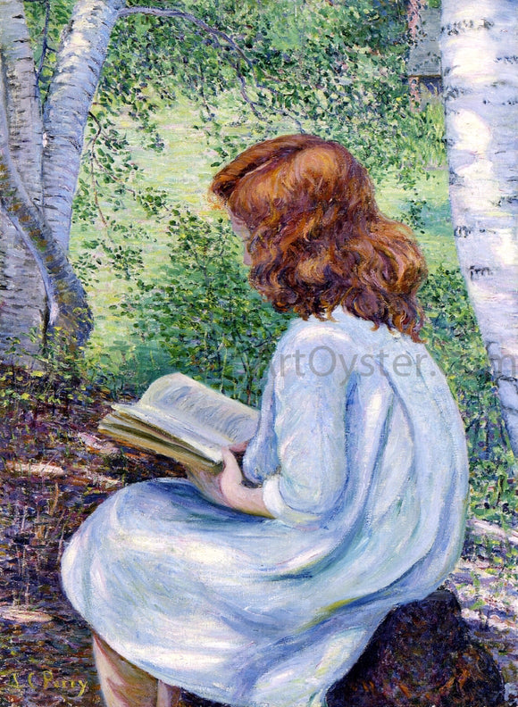  Lilla Cabot Perry Child with Red Hair Reading - Art Print