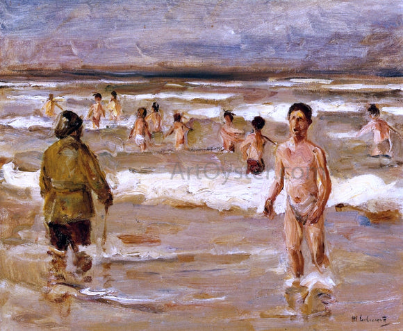  Max Liebermann Children Bathing in the Sea - Art Print