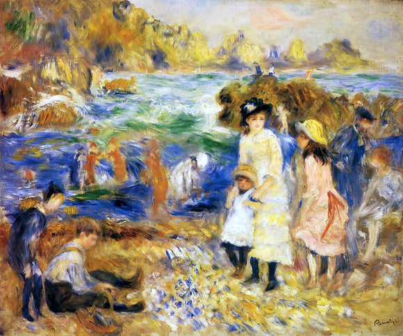  Pierre Auguste Renoir Children by the Sea in Guernsey - Art Print