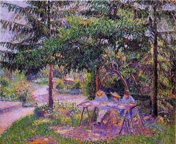  Camille Pissarro Children in a Garden at Eragny - Art Print