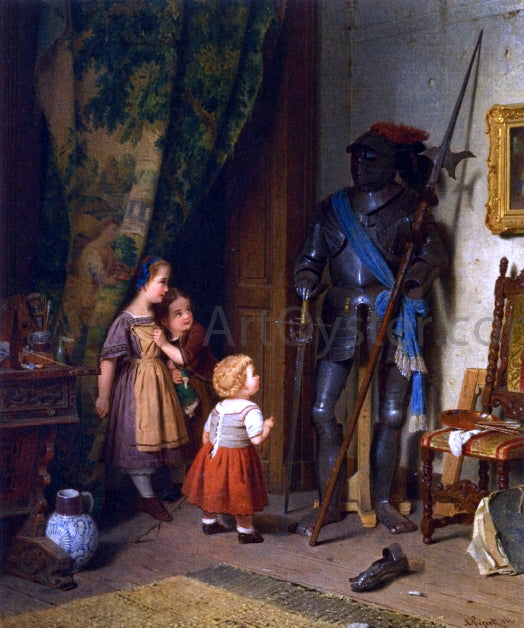  August Friedrich Siegert Children in the Painter's Studio - Art Print