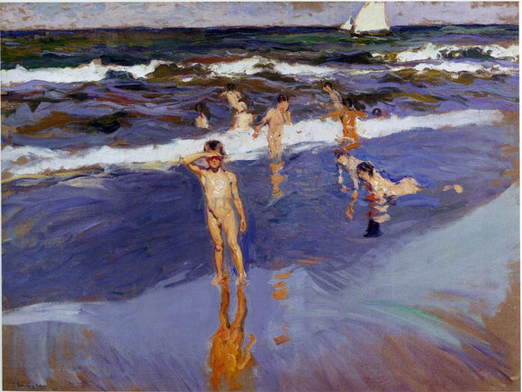  Joaquin Sorolla Y Bastida Children in the Sea, Valencia Beach - Art Print