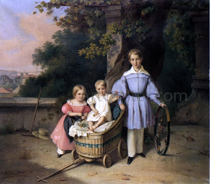  Angust Anton Tischbein Children on a Balcony, Trieste in the Distance - Art Print