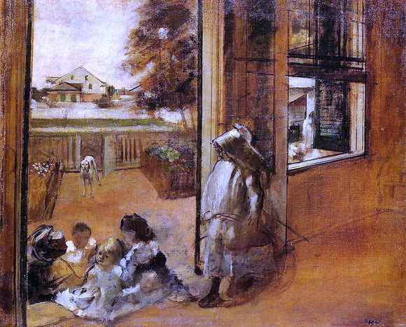  Edgar Degas Children on a Doorstep - Art Print