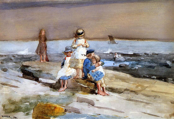  Winslow Homer Children on the Beach - Art Print