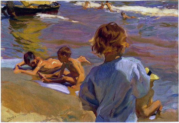 Joaquin Sorolla Y Bastida Children on the Beach, Valencia - Art Print