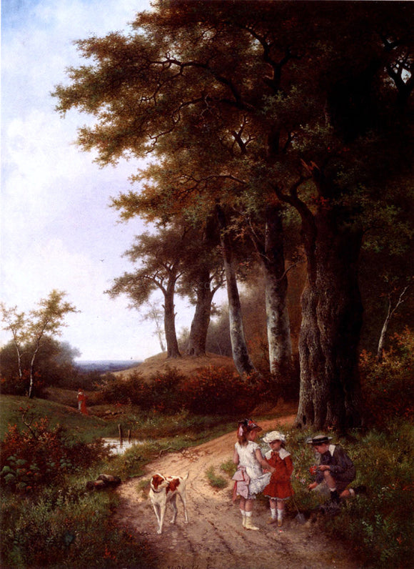  Hendrik Pieter Koekkoek Children Picking Flowers In A Park - Art Print