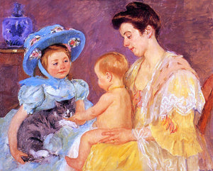 Mary Cassatt Children Playing with a Cat - Art Print