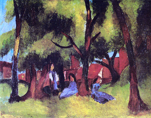  August Macke Children under Trees in Sun - Art Print