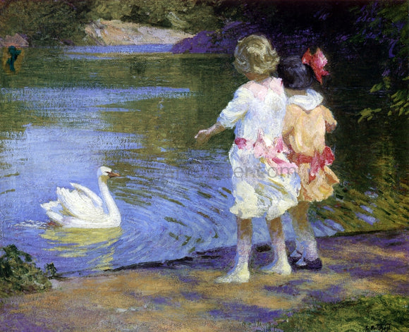  Edward Potthast Children with a Swan - Art Print
