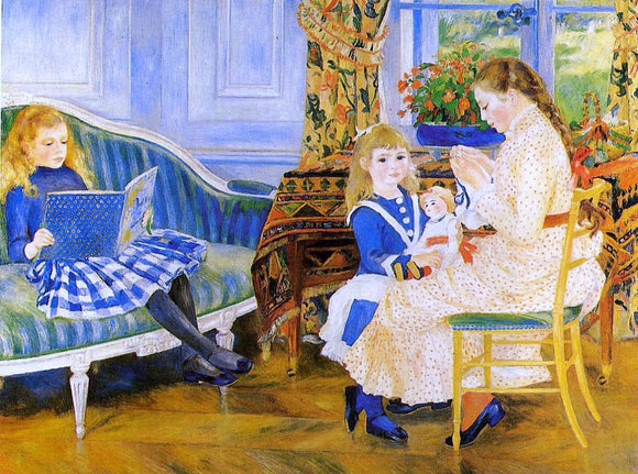  Pierre Auguste Renoir Children's Afternoon at Wargemont (also known as Marguerite, Lucie and Marthe Barard) - Art Print