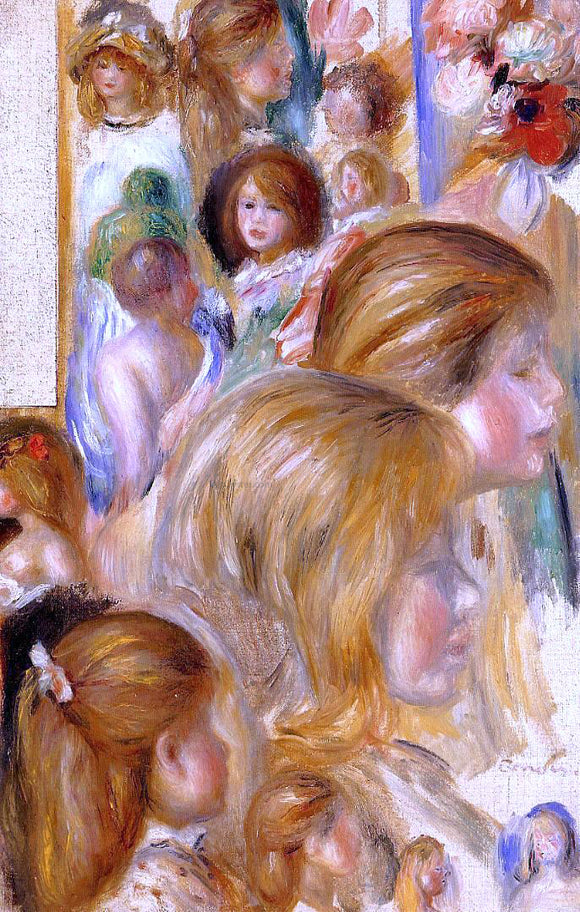  Pierre Auguste Renoir Children's Heads - Art Print