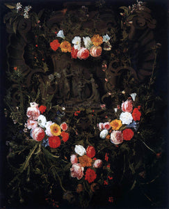  Daniel Seghers Christ and St Therese in a Garland of Flowers - Art Print