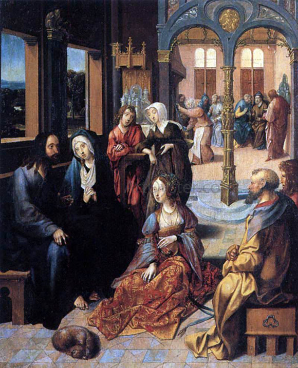 Cornelis Engebrechtsz Christ in the House of Martha and Mary - Art Print