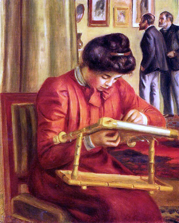  Pierre Auguste Renoir Christine Lerolle Embroidering - Art Print