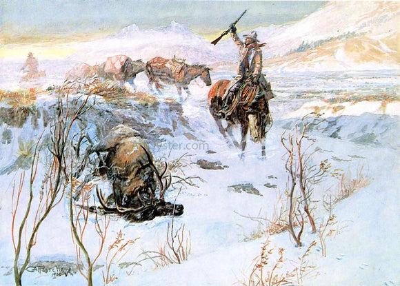  Charles Marion Russell Christmas Dinner for the Men on the Trail (also known as The Prize Shot) - Art Print