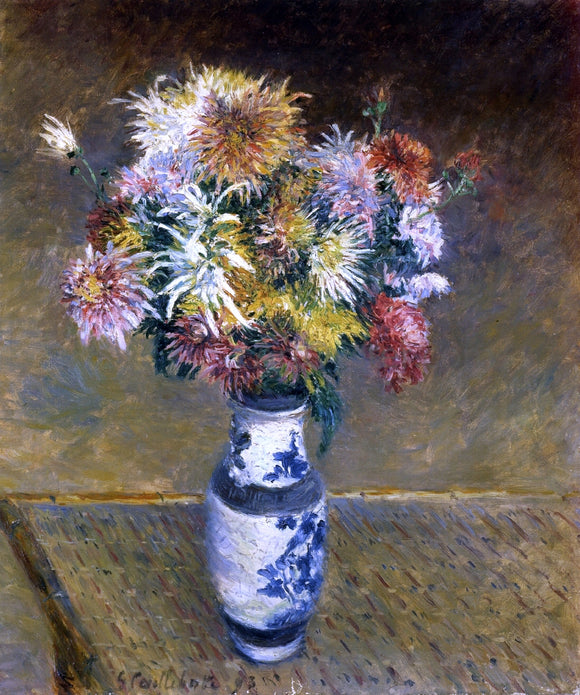  Gustave Caillebotte Chrysanthemums in a Vase - Art Print