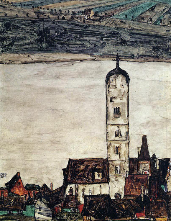  Egon Schiele Church in Stein on the Danube - Art Print