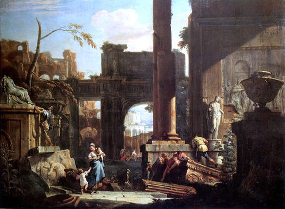  Sebastiano Ricci Classical Ruins and Figures - Art Print