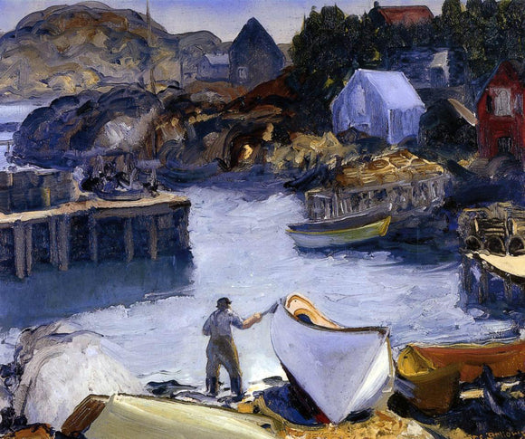  George Wesley Bellows Cleaning His Lobster Boat - Art Print