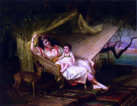  Constant Joseph Brochart Clementine Stora and her Daughter Lucie in an Interior, Constantinople - Art Print